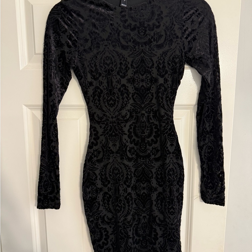 Windsor Black Patterned Long Sleeve Dress
